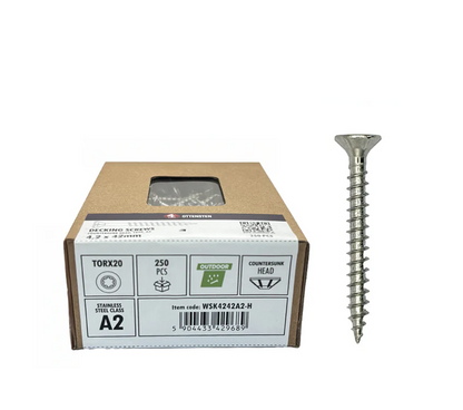 Stainless Steel Deck Screws 4 x 35mm (Deck Screws, Facade Screws TX20 Head, A2, 250 pcs.)