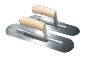 High carbon steel round end trowel (254–305 x 76–89 mm)