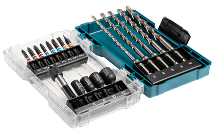 18-Piece Drill and Bit Set with SDS-PLUS – Makita E-07026-10 (10 Sets with Display)