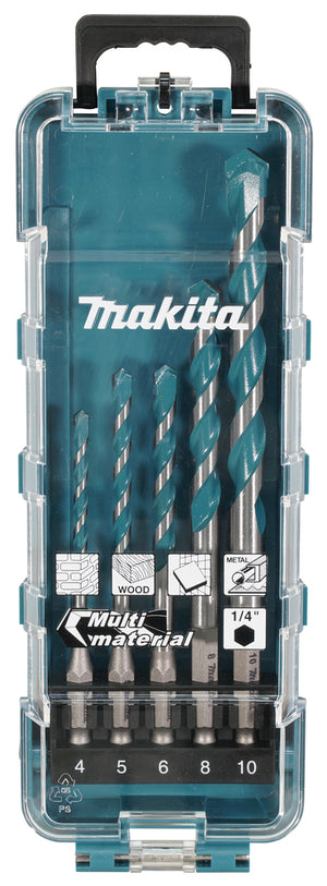 Universal Drill Bit Set Makita E-16732 TCT, 1/4", 5 pcs (4–10 mm)