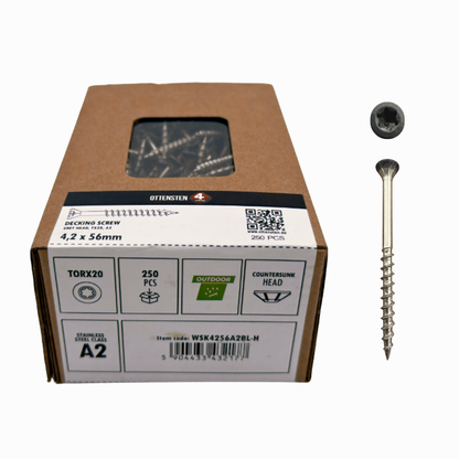 4PRO -4.2 mm Antracite Grey decking wood screw A2, TX20, countersunk head (250 pcs)