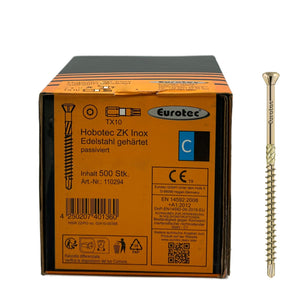 Eurotec Hobotec wood screws, ornamental head, yellow galvanized steel, TX drive (3.2 × 50 – 60 mm)