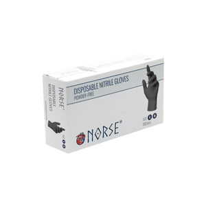 NORSE Disposable Black Nitrile Gloves - Size 8